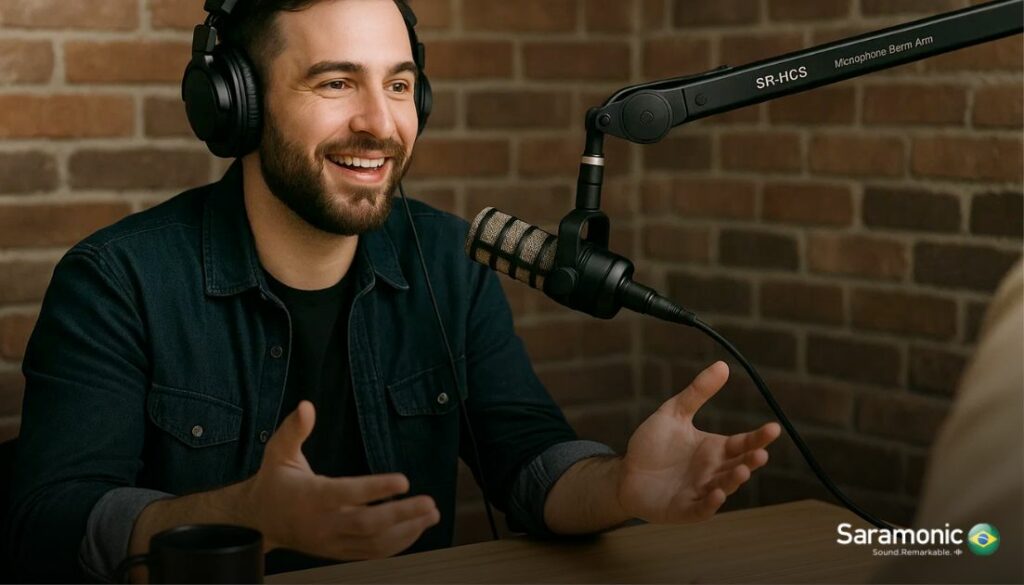 microfone para podcast saramonic